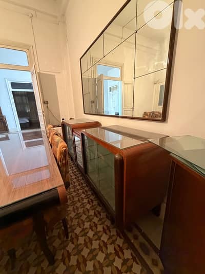 12 seater dining table with 2 buffet and mirror