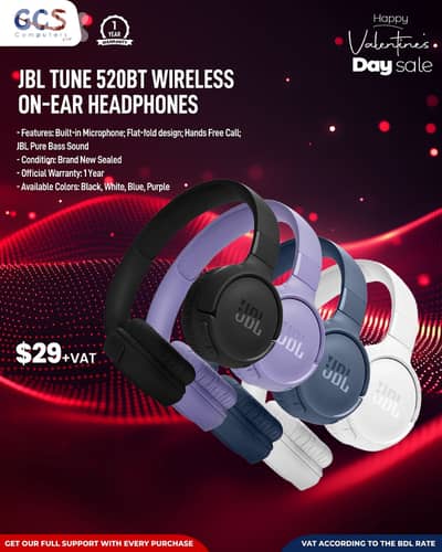 JBL Tune 520bt Wireless On-Ear Headphones