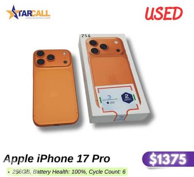 Apple iPhone 17 Pro  256GB, Battery Health: 100%, Cycle Count: 6