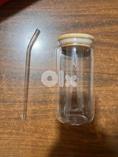 glass latte with its straw