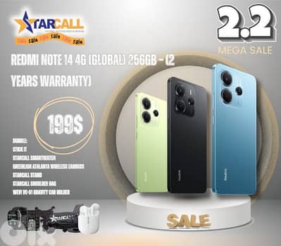 REDMI NOTE 14 4G (GLOBAL) 256GB-(2  YEARS WARRANTY)