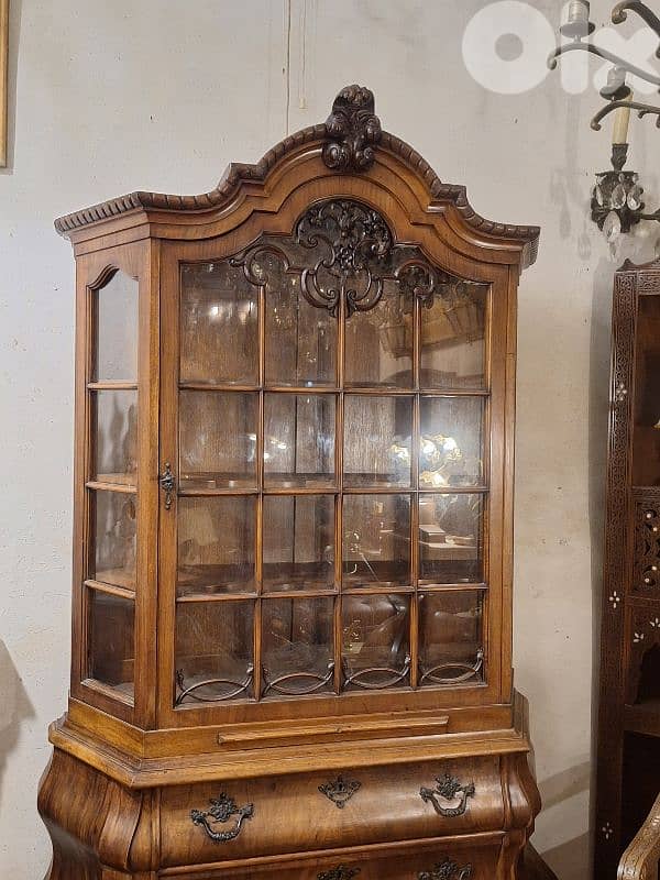 antique english massif wood vetrine showcase 2