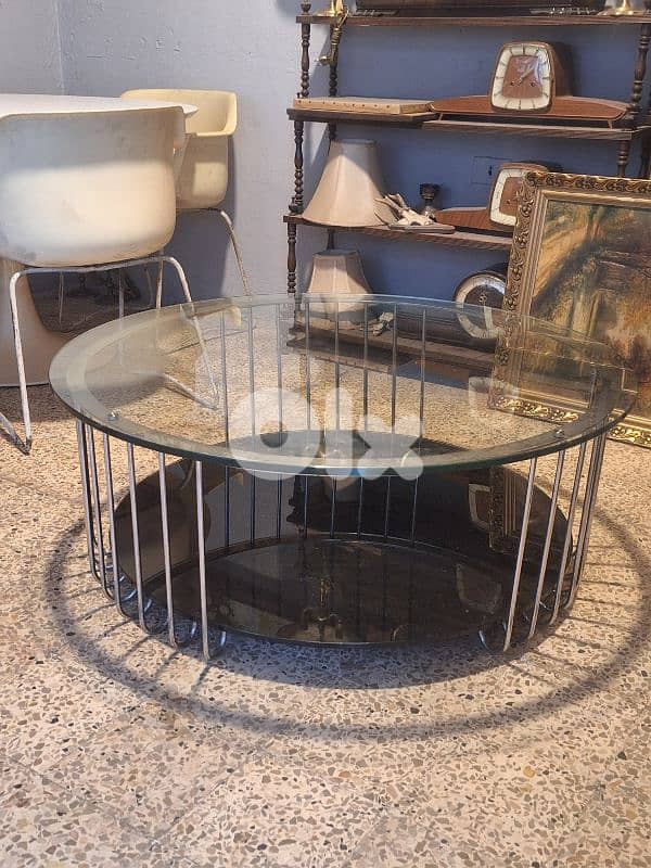round vintage chrome 1950 coffee table 2