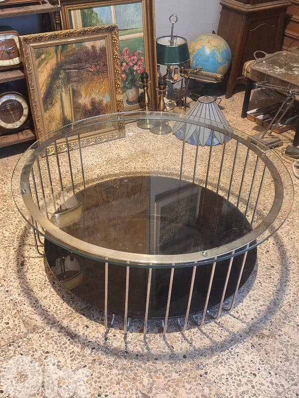 round vintage chrome 1950 coffee table 3