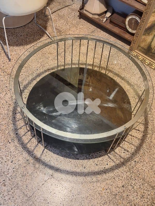 round vintage chrome 1950 coffee table 4