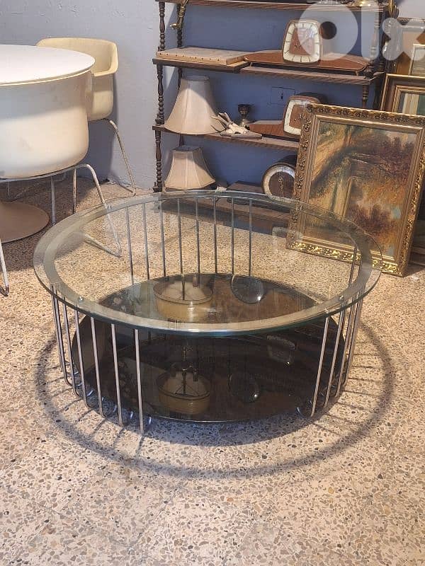 round vintage chrome 1950 coffee table 5