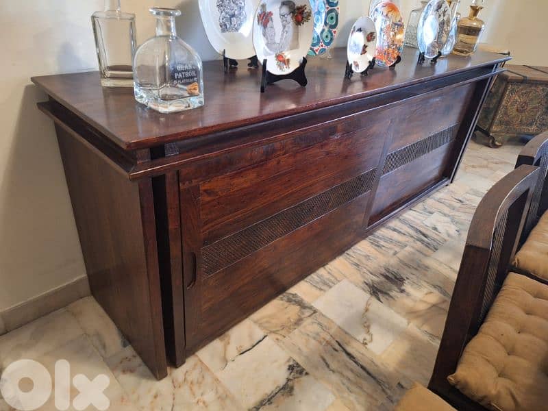 dining table solid rose wood 6 chairs two bench with dresser 2