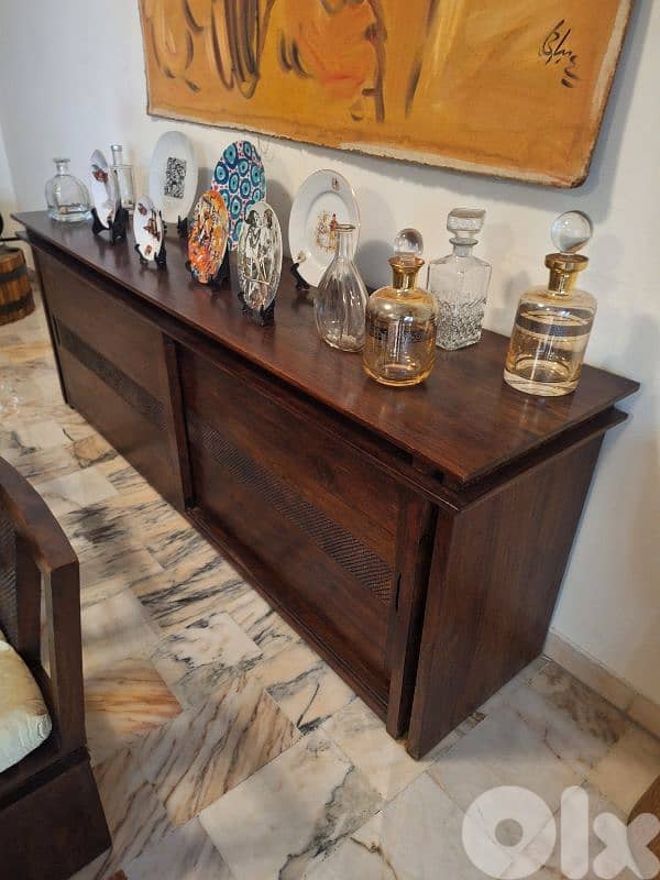 dining table solid rose wood 6 chairs two bench with dresser 3