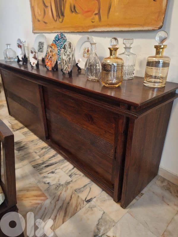 dining table solid rose wood 6 chairs two bench with dresser 6