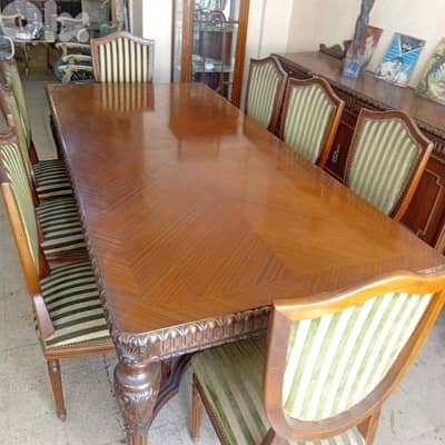 اوضة سفرة ملكية شغل برا قديمة خشب زان انتيك