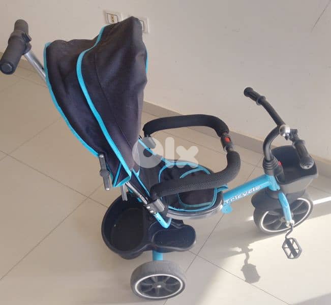 Foldable baby tricycle with parental push hand 2