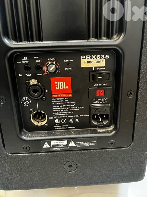 2 jbl speakers 15” 1500w prx635 1