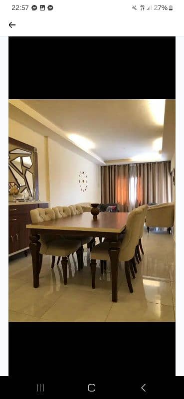 طاوله سفرا كامله مع كراسي ، دونسوار و مراي خشب زين موجودة بصيدا