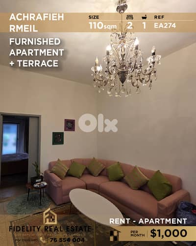 Apartment for rent in Achrafieh EA274 شقة للإيجار في الأشرفية