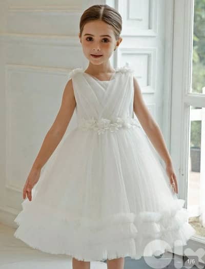 White 3D Floral Princess Dress