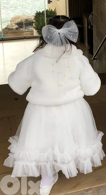 White 3D Floral Princess Dress 3