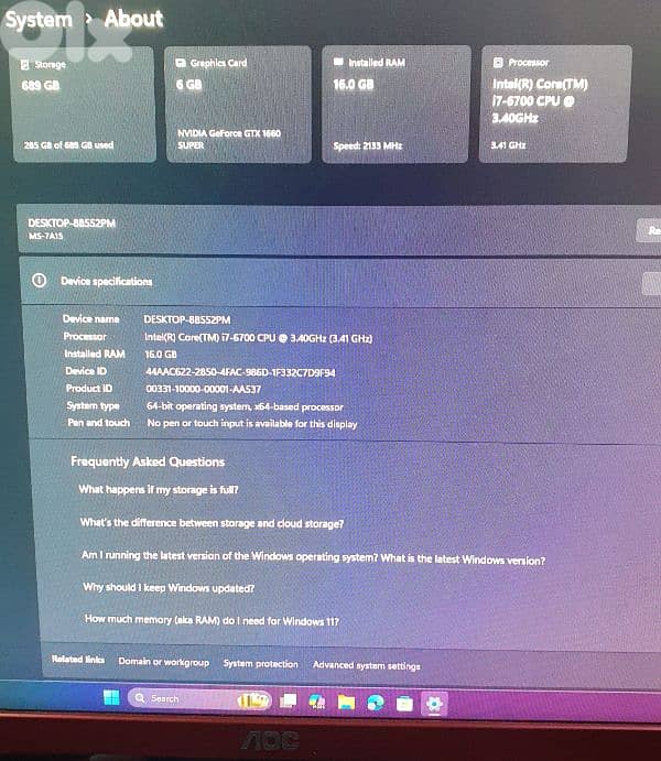 gaming computer *(used as new)*(less than 2 month only] 6