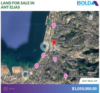 525m2 land+sea view 4sale in Ant Elias - أرض للبيع في أنطلياس