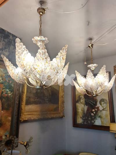 pair of Mid-century italian murano chandeliers