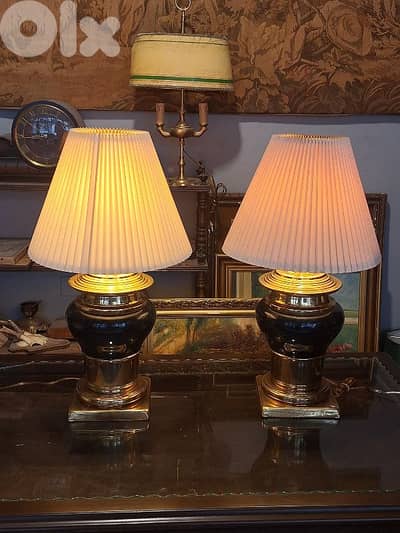 2 Mid-century modern brass lamps