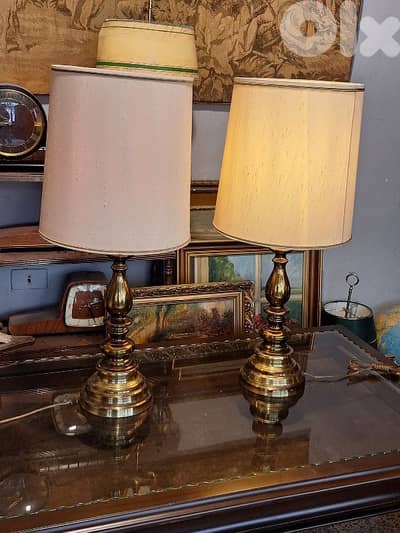 2 vintage large brass european lamps