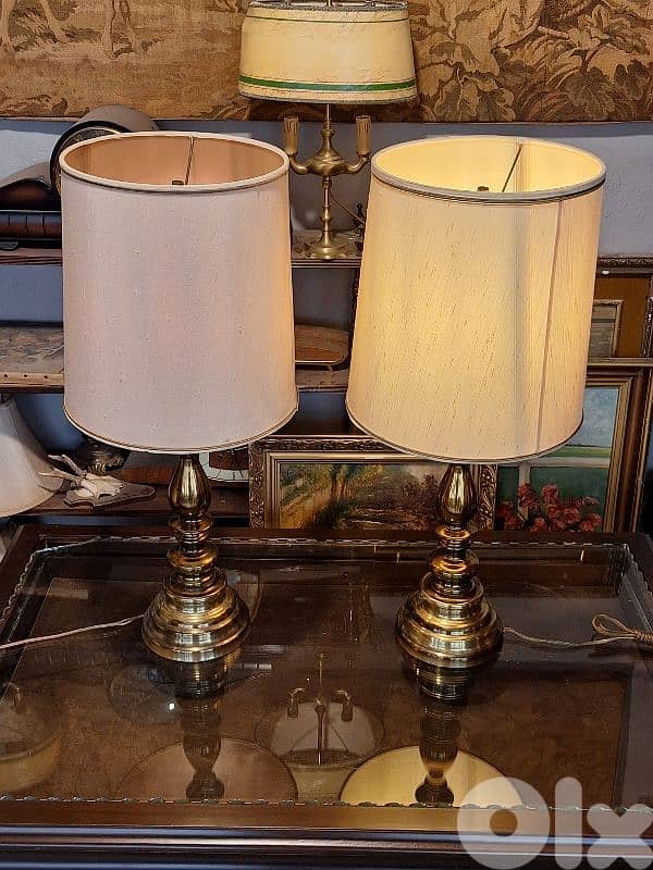 2 vintage large brass european lamps 2