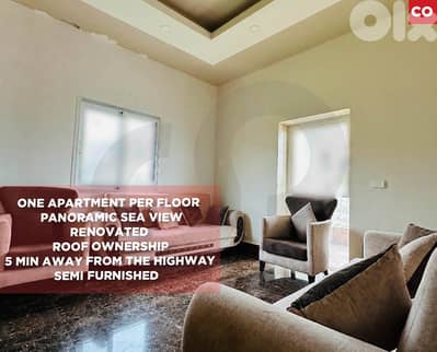 parking, 5 balconies, sea view, renovated, Aamchit/عمشيت REF#CO132165