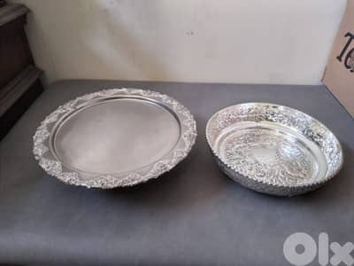 Vintage antique silver plated fruit plates 2 pieces