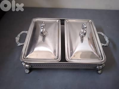 Vintage antique silver plated food heater 3 pieces (35cm)