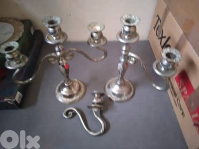 Vintage antique silver plated candelabra 2 pieces (one is broken )