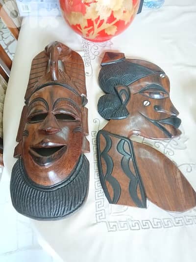 وجهين خشب أفريقي للديكور
