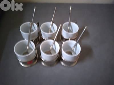 Vintage antique silver plated coffee cup with spoon set 6 sets pieces