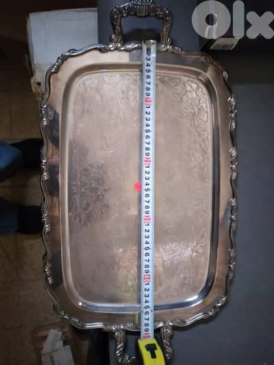 Vintage antique silver plated rectangular tray 50cm