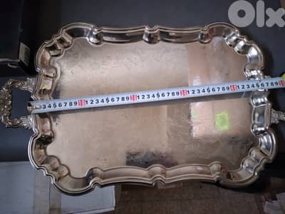 Vintage antique silver plated rectangular tray with legs
