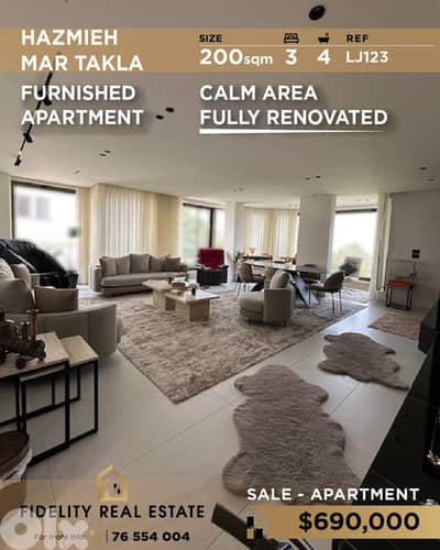 Apartment for sale in Hazmieh LJ123 شقة مفروشة للبيع في حازمية
