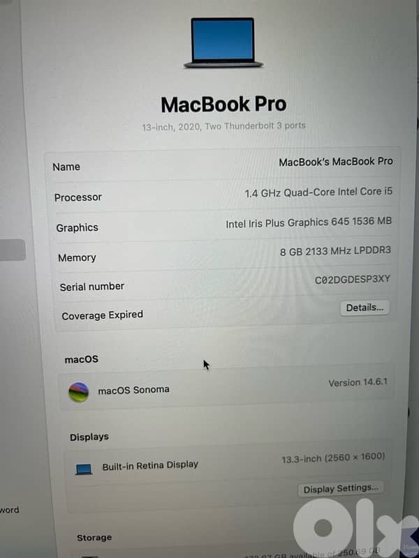 MacBook Pro 13.3 inches 2020 4