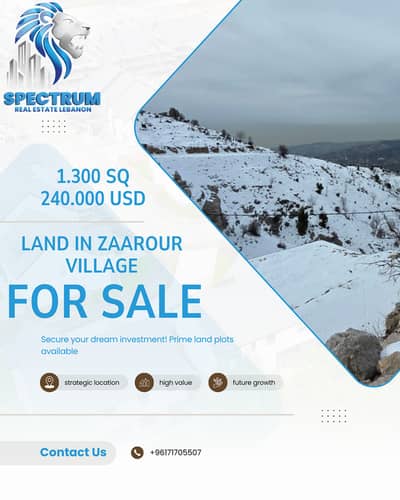 1300Sq LAND FOR SALE IN ZAAROUR VILLAGE, ZONE 25/50, (ZA-109)