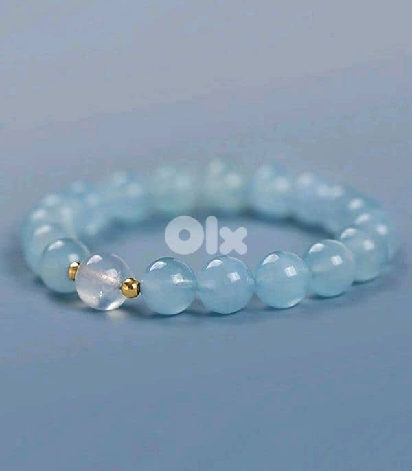Natural Aquamarine Gem Stone Bracelet Elegant Gift 3
