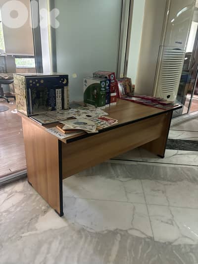 Wood office desk with drawers