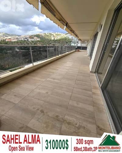 300 sqm Apartment For Sale in Sahel Alma ساحل علما with Open Sea View