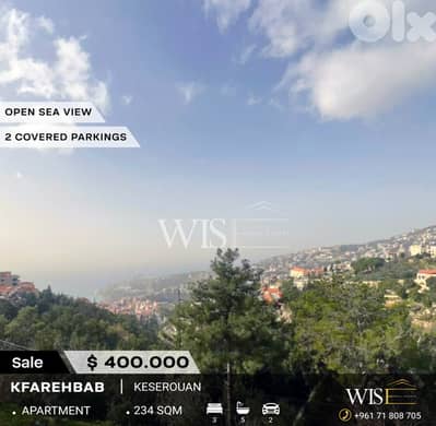 Spacious 234 SQM Apartment for SALE in Kfarhbab!