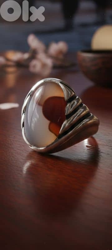 Silver Agate Yamani Ring | خاتم فضة عارف عقيق يماني عيار 990