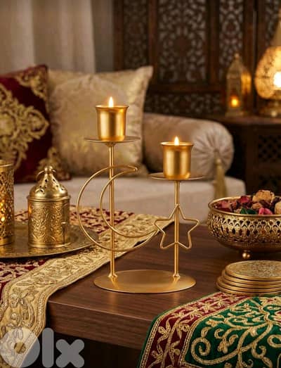New 1pc/set Gold Elegant Iron Ramadan Candle Holder