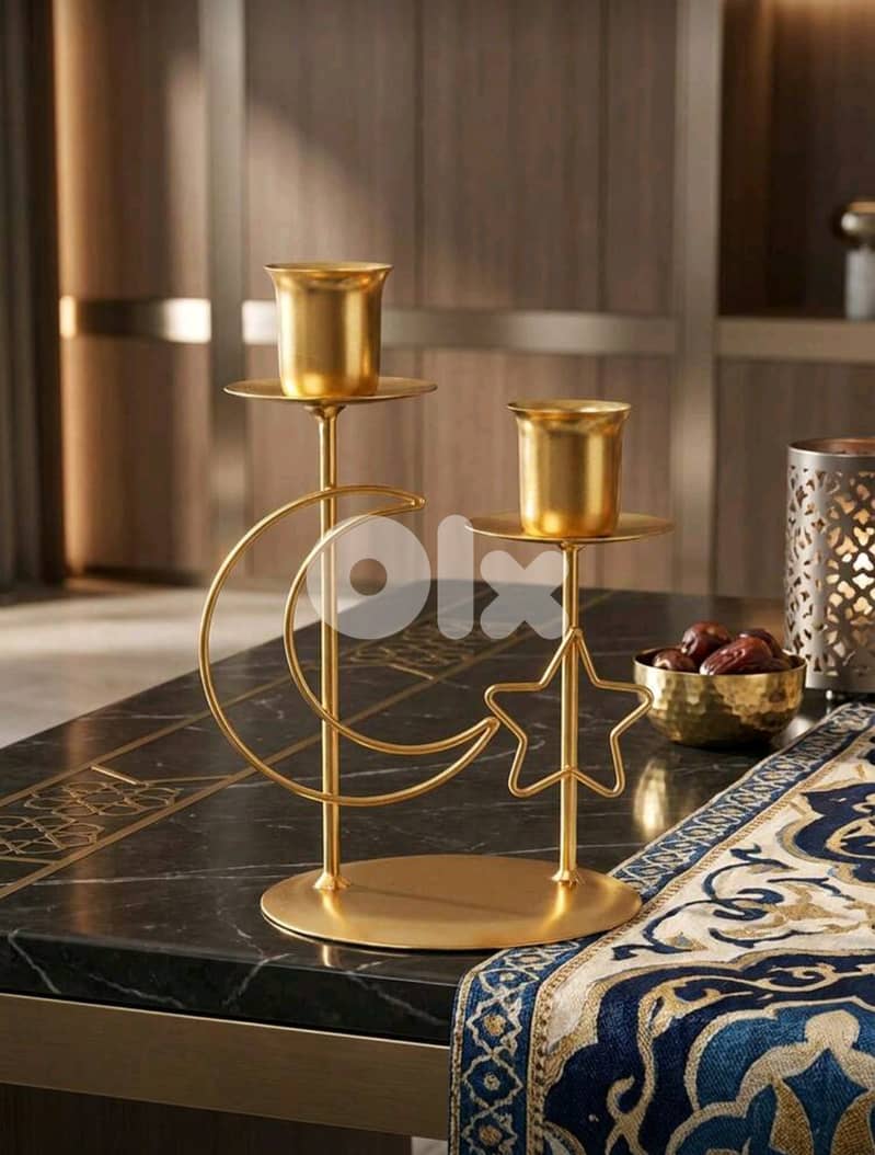 New 1pc/set Gold Elegant Iron Ramadan Candle Holder 1