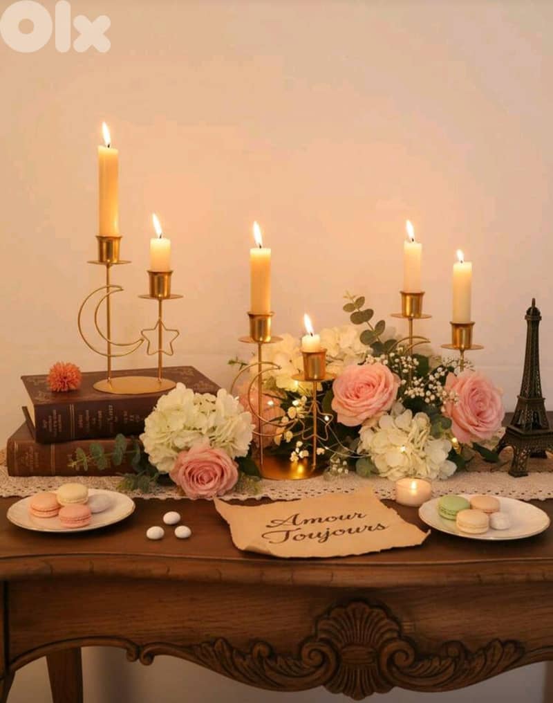 New 1pc/set Gold Elegant Iron Ramadan Candle Holder 2