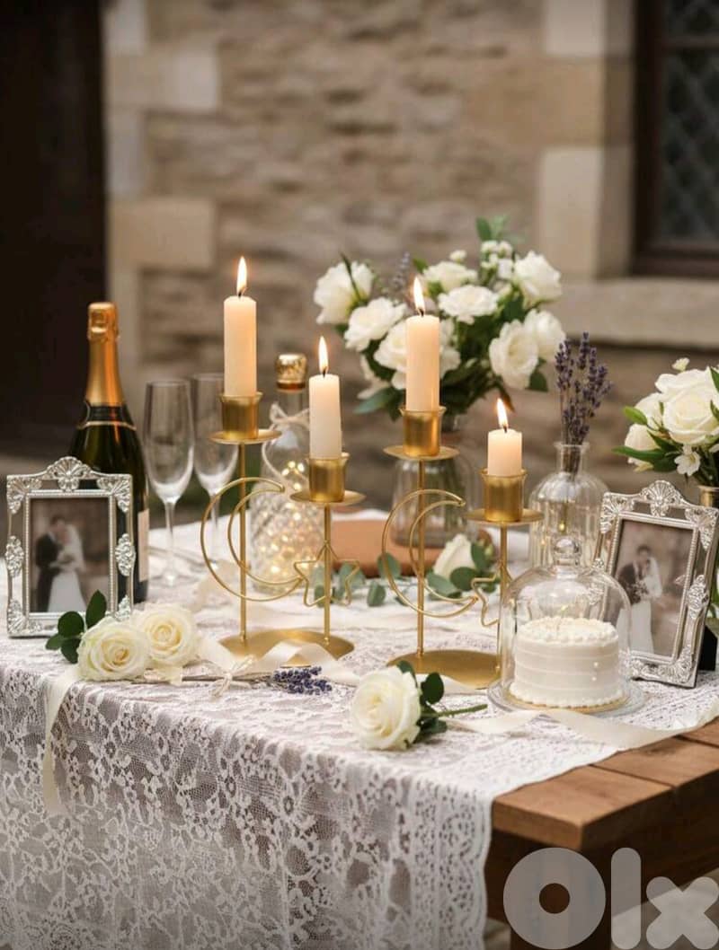 New 1pc/set Gold Elegant Iron Ramadan Candle Holder 3