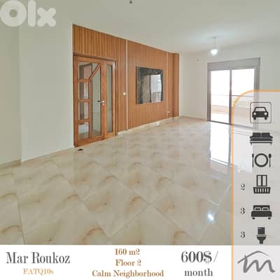 Mar Roukoz | 3 Bedrooms Apartment | Floor 2 | Building Age 10 | Catch