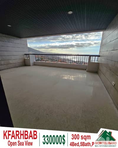 300 sqm Apartment For Sale in Kfarhbab with Open Sea View