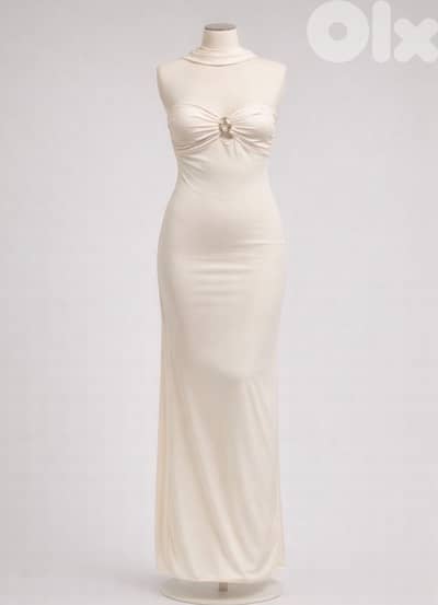 Off-White Cotton Strapless Dress- Size (S/M)