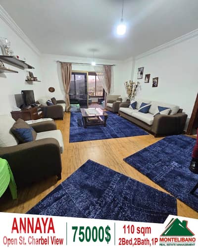 110 sqm Apartment For Sale in Annaya عنَايا with Open St. Charbel View